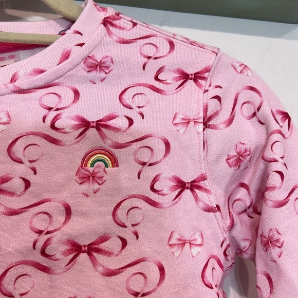 Terez ribbon and bow pink Cartoon Print  crewneck Sweater pullover 5 new girls - Picture 3 of 5